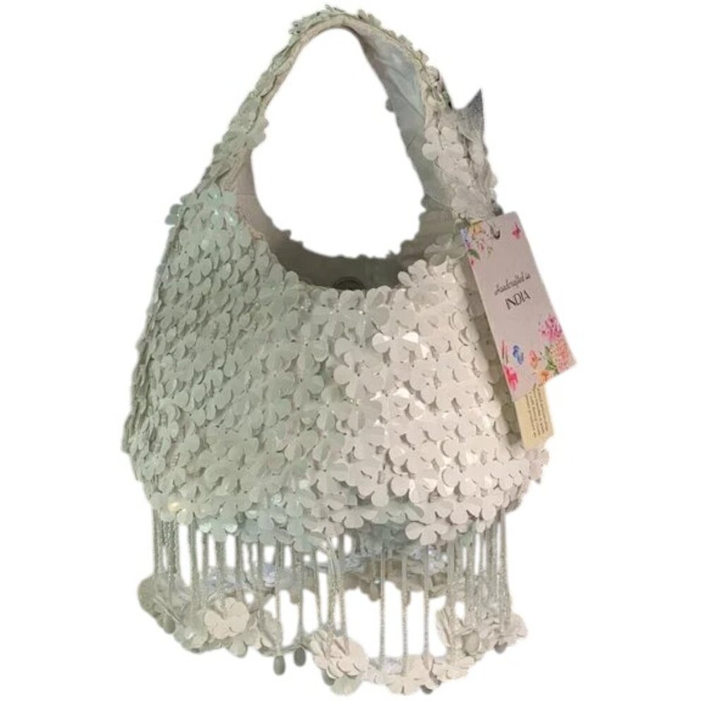 Beaded White Evening Bag Wedding Bridal Summer